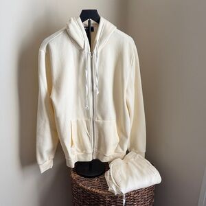 Forever 21 Cream Hoodie and Sweatpants Set